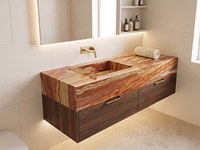 Dalles de marbre de luxe naturel Orange Breche Fantastique Red Roots pour carrelage, plans de travail de cuisine, îlots, et dessus de meuble de salle de bain avec finition Bookmatch