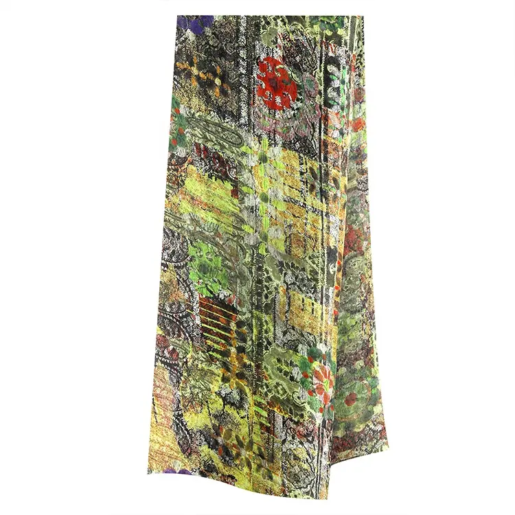 custom floral pattern soft silk fabric 100% mulberry silk chiffon for women tops blouse scarf dress
