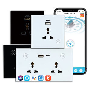 ปลั๊กไฟอัจฉริยะ Tuya Smart Home Wifi พร้อมกระจกนิรภัย ปลั๊กไฟติดผนังอเนกประสงค์ ควบคุมด้วยเสียง Alexa ปลั๊กไฟติดผนังอัจฉริยะพร้อมพอร์ต USB - Product Image 1