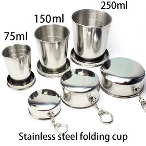 150/250ML Expandable Stainless Steel Collapsible Cup Portable <b>Outdoor</b> Travel Camping Mugs Portable <b>Cookware</b> Teacups Dinnerware - Product Image 5