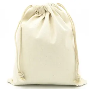 Vente en gros taille personnalisée écologique recyclé uni imprimé grande pochette en toile de coton cordons sacs à poussière avec logo en corde