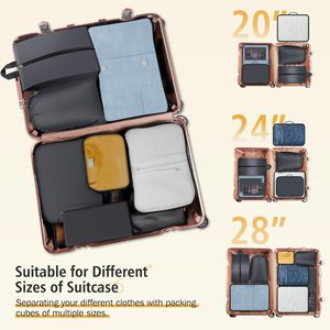 Juego de 8 Uds. de bolsas organizadoras de viaje de diseño personalizado, bolsa de almacenamiento de lavandería de viaje impermeable, cubos de embalaje de equipaje de gran capacidad - Product Image 6