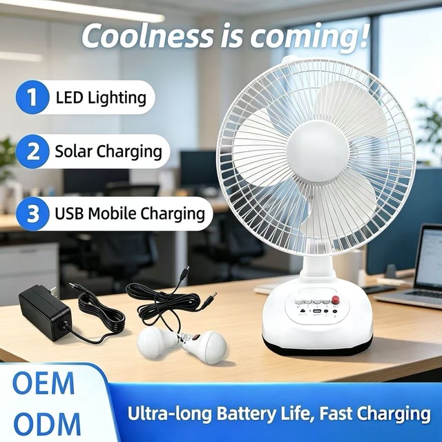 Modern 12/14/16 Inch 10W Fan with Flame Retardant UV-Resistant ABS Material Rechargeable USB for Outdoor Camping