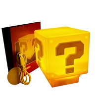 Lampu LED Kotak Hopanrel Super Bros Question Block, Lampu Tidur Sentuh, Cahaya Putih Hangat, Kabel USB, Akrilik, untuk Rumah
