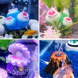 <span class=keywords><strong>Aquarium</strong></span> Volcan Ornement Fleur Fish Tank Décoration avec Air Stone Bubbler - Product Image 2