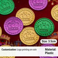 Accessoires de fête de carnaval : Couronne en plastique avec pièce de monnaie, souvenir et cadeau de fête pour Mardi Gras