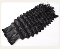 Cheveux humains vierges brésiliens Muqisi Deep Wave Bulk, double trame, pour tresses, sans trame, boucles rebondissantes, extensions afro crépues