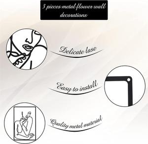 3 pezzi semplici ornamenti da appendere alla parete Art Silhouette Women'S Body Line ciondolo da parete decorazione in metallo pittura per il bagno - Product Image 4