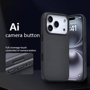 เคสโทรศัพท์หนังแท้หรูหราพร้อมปุ่มกล้อง AI สำหรับ <span class=keywords><strong>iPhone</strong></span> 17 16E 15 14 13 <span class=keywords><strong>12</strong></span> 11 PRO MAX AIR <span class=keywords><strong>MINI</strong></span> - Product Image 2