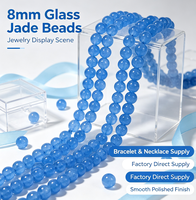 Perles en verre imitation jade lisses et brillantes de 8 mm, écologiques, pour la confection de bijoux faits main (bracelets, colliers)