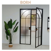 Puertas de Entrada de Diseño de Lujo Personalizadas, Puertas Dobles Francesas de Aluminio Negro para Exteriores, de Seguridad, para Villa