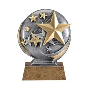 Polyresin/resina trofeo Decennio Awards Stelle Motion Estremo 3D Resina trophy-Stella di Aggiudicazione Studente-5 Pollici di Altezza-Inciso Piastra