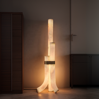 Lampadaire en albâtre moderne nordique laiton luxueux trois cylindres en marbre pour hôtel cuisine salon
