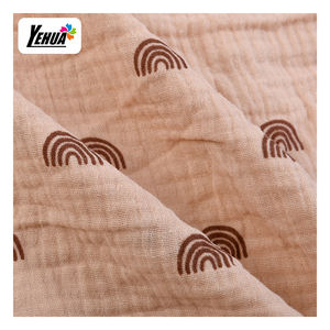 Offre Spéciale 100% coton 2 couches <span class=keywords><strong>gaze</strong></span> mousseline tissu avec goutte de rosée et étoiles en feuille sur le dessus pour robes et jupes pour femmes - Product Image 2