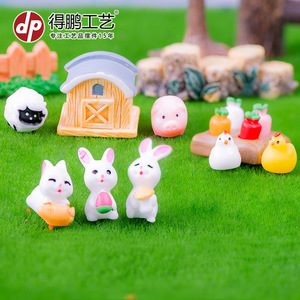 Adornos de Resina en Miniatura para Granja, Figuras de Animales Lindos, Paquete de Varias Piezas, Decoración de Pascua para Exteriores - Product Image 1