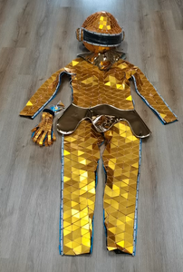 Costume de scène <span class=keywords><strong>punk</strong></span> doré personnalisé Efun, miroir acrylique, spectacle de performance, fête d'<span class=keywords><strong>Halloween</strong></span>, cosplay - Product Image 2