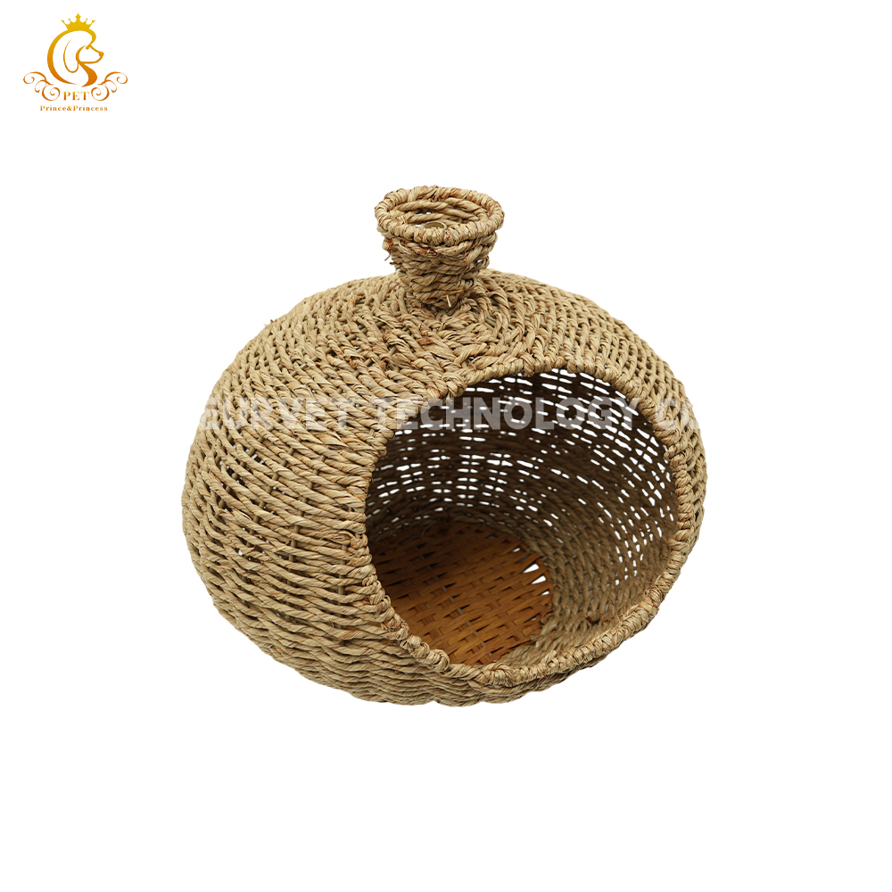 EUR PET Cute Cat Dog Kennel for Home Nest Hand Made Travel Rattan Cat Cage Cat Basket for Pet Rest