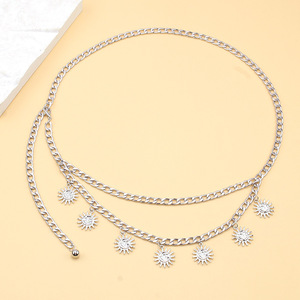 Chaîne de taille pendentif soleil en alliage de zinc pour femme, style hip-hop urbain, chaîne de corps à multiples boucles, bijou de mode pour usage quotidien - Product Image 4