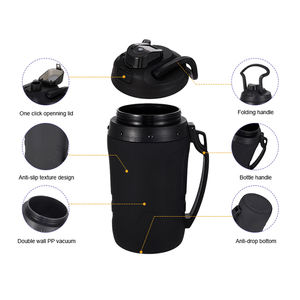 Bouteille d'eau en acier inoxydable à double paroi isolée, personnalisée avec logo, 1,9 L, pour le sport, la salle de sport, les voyages, avec couvercle, pour boissons chaudes et froides - Product Image 3