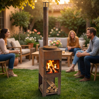Foyer extérieur à bois de 67 pouces avec barbecue et cheminée pour patio et jardin