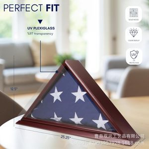 Wooden Triangular Flag <b>Display</b> <b>Case</b> 1107 <b>Wall</b> Mount Free Standing UV Protection Storage Box - Product Image 3