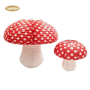 YACHEN Cute Mushroom Shape Hanging Paper Lanterns for Forest Wonderland Fairy Tale Theme Party Decoration