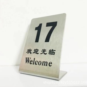 Placa de Número de Mesa de Acero Inoxidable en Forma de L, de una Sola Cara, Letrero de Bienvenida para Restaurante, Color Negro 05 - Product Image 5