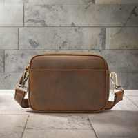 Sac de voyage personnalisé en cuir de vachette vintage, capacité moyenne, fermeture éclair, durable, imperméable, pratique, poignée souple, pour le rasage