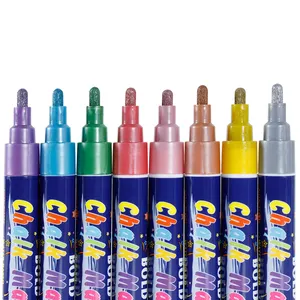 TBC The Best Crafts Liquid Chalk Marker, 8 Metallic Colors Bold Dry Erase Chalk Pen 6mm Reversible Tip for Blackboard