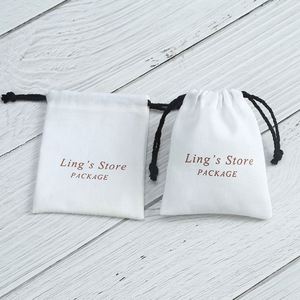 Factory Direct Supply Custom Logo Minimalist Style Bundle Pocket Jewelry Storage Bag <b>Thick</b> Cotton Drawstring Gift Packaging Bag - Product Image 2