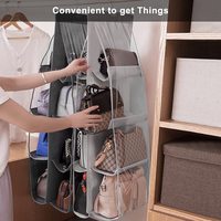 Sac de rangement mural pliable en tissu non tissé écologique à 8 poches pour sacs à main et portefeuilles, design peu encombrant pour la garde-robe familiale
