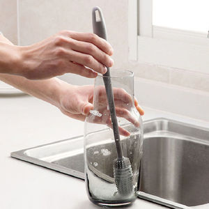 Pennello a tazza in Silicone artefatto lunghe fessure per manico setole per biberon spazzola per pulizia e lavaggio tazza per acqua Thermos Cup - Product Image 5