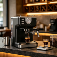 Cafetera Espresso Anbolife de 20 Bares con Manómetro, Espumador de Leche, Tanque de Agua de 1.5L, Cafetera de Expreso OEM