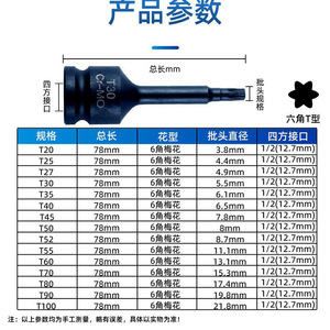 Torx Screwdriver Socket Set 1/2 Inch Hex Drive T Type Automotive Repair Industrial Grade Chromium Molybdenum Steel - Product Image 1
