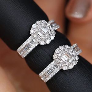 Anillo Xinfly de Oro 18K con Diamantes de 1CT Corte Esmeralda y Azúcar de Roca, Clásico para Boda y Compromiso, Venta al por Mayor - Product Image 1