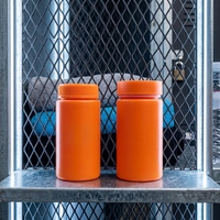 Pot cylindrique hermétique en plastique orange mat, de qualité alimentaire, pour médicaments, vitamines, comprimés, capsules et compléments alimentaires