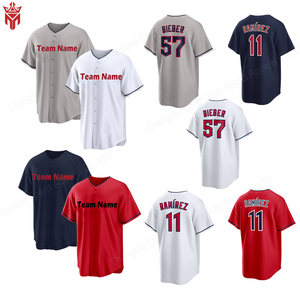 Khâu Bóng Chày Mỹ Jersey Cleveland #11 Jose <span class=keywords><strong>Ramirez</strong></span> #57 Shane Bieber <span class=keywords><strong>S</strong></span>ẵn <span class=keywords><strong>S</strong></span>àng Cổ Jersey Hỗ Trợ Cá Nhân Tùy Biến - Product Image 1