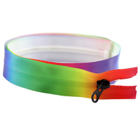 Mode 5 #   Fermeture éclair en nylon à extrémité ouverte, colorée, dégradée, arc-en-ciel, pour sacs