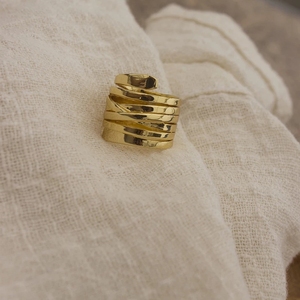 Nouveaux anneaux géométriques en spirale enveloppés multicouches Bague plaquée or 18 carats pour femmes - Product Image 4