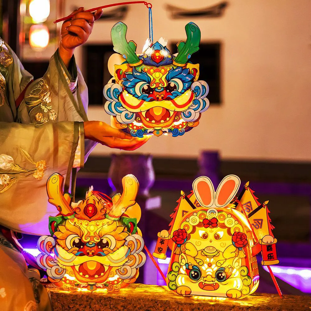 2024 Año Nuevo chino dragón linternas tradicionales niños dibujos animados dragón Linterna de mano