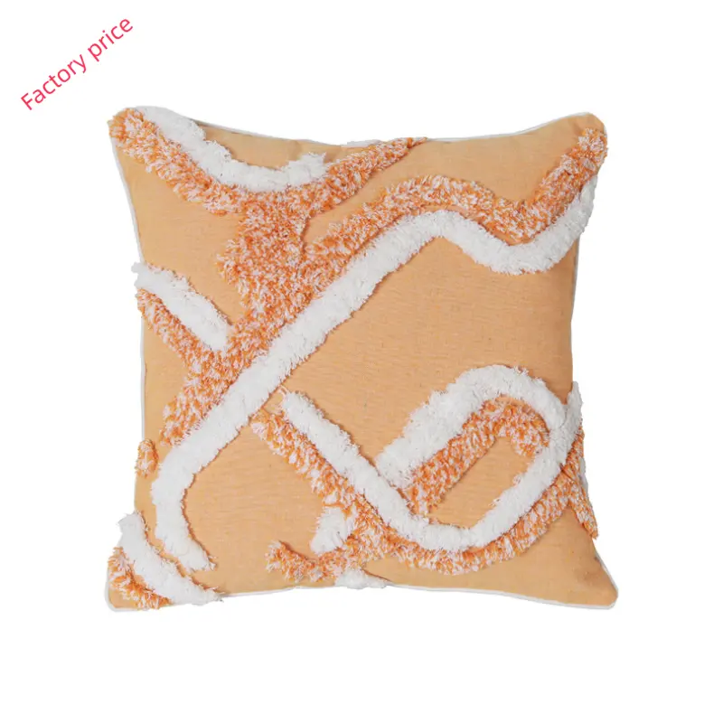 2023 New Nordic Tufting Pillow cover Embroidered simple pillow cover cute cushion Orange Removable cover