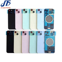 Verre Arrière Pour iPhone 15 Plus 15 Pro Max Avec Cadre de Lunette Plaque Métallique et Anneau Magnétique