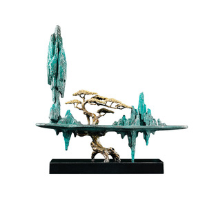 Escultura de Paisaje en Cobre y Oro, Hecha a Mano, Decoración Artística para Sala de Estar - Product Image 5