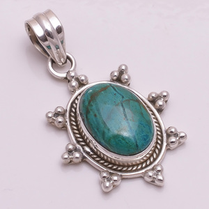 Pendentif en argent sterling 925 avec pierres précieuses personnalisées, bijoux en argent avec pierres précieuses naturelles BlueZade, exportateur de bijoux en pierres précieuses en argent fait à la main - Product Image 5