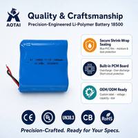 Pack de batteries Li-Polymère personnalisé 18500 3S 11.1V 1400mAh 15.54Wh rechargeable avec connecteur JST pour éclairage de studio