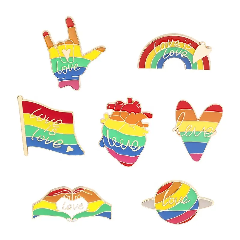 Rainbow Enamel Pins Hart Vlag Liefde Gebaar Patroon Broches Kleding Tas Revers Pin Badges Sieraden Fashion Gift Voor Vrienden