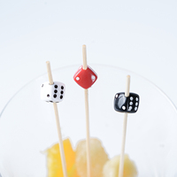 Creatieve Bamboe Spiesjes Dobbelstenen Gevormde Kraal Zwart Wit Rood Kleur Fruit Picks Cocktail Spiesjes