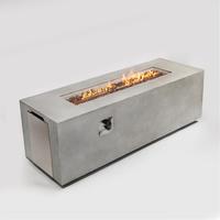 Table de foyer au propane de 70 pouces, foyer rectangulaire en béton de 60 000 BTU pour terrasse extérieure, jardin, cour - Gris clair