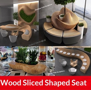 Custom-made Solid <b>Wood</b> <b>Sliced</b> Seat for Leisure Unique Design Flower Pot Long Bench Public Rest Areas Shopping Malls Guangdong - Product Image 6