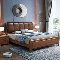 Meubles de chambre à coucher de style scandinave, lit en bois moderne avec rangement, 1,8/1,5 mètres, lit double en bois massif, lit moelleux